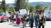 In Williams Lake, B.C., on July 22, 2013, anti-mine protestors march to the opening of the federal review public hearing for Taseko MInes' proposed New Prosperity copper-gold mine. Photo By Gwen Preston.