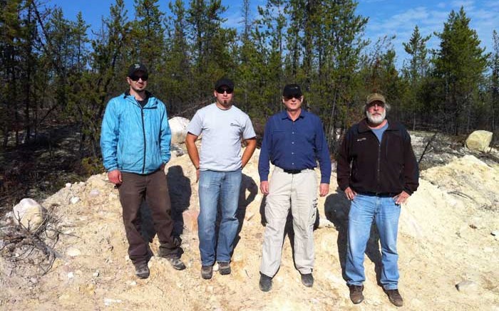 The discovery team at Denison Mines' Wheeler River uranium project in Saskatchewan, from left: Clark Gamelin, senior project geologist; Chad Sorba, senior project geologist; Lawson Forand, exploration manager; and Larry Petrie, senior geophysicist. Source: Denison Mines