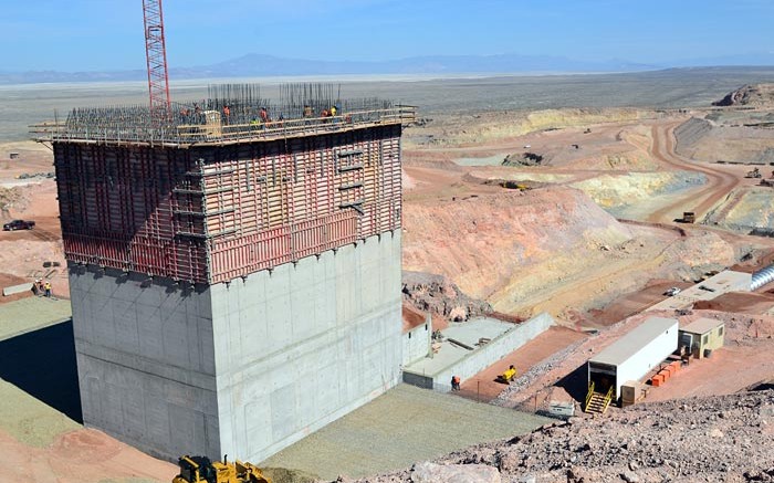 The primary crusher under construction at Allied Nevada Gold's Hycroft gold mine in Nevada. Source: Allied Nevada