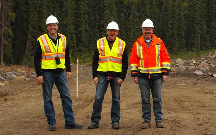 From left: Imperial Metals' VP of corporate affairs Steve Robertson, VP of corporate development Gordon Keevil and construction manager Bryan Alexander near the tailings facility under construction at the Red Chris copper-gold project in northwestern B.C. Photo: Gwen Preston