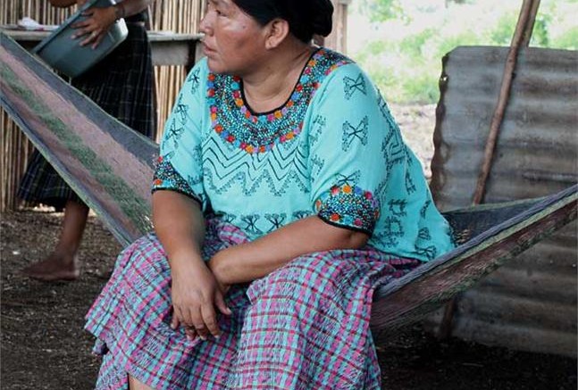 Plaintiff Angelica Choc in the town of La Union, Guatemala. Her husband, a community leader and outspoken mining opponent, was murdered in September 2009 allegedly by security personnel working at the Fenix site.