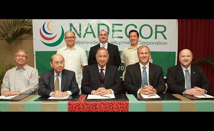 At the Nadecor AGM in August. Front row, from left: Nadecor COO Leocadio Nitorreda; Nadecor chairman Roberto Romulo; Nadecor president Conrado Calalang; St. Augustine CEO Andrew Russell; and St. Augustine COO Tom Henderson. Back row, from left: Nadecor directors Kee Ming Chi, John Engle and Kevin Belmonte.