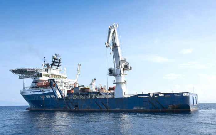 An exploration vessel at Nautilus Minerals' Solwara 1 underwater project, in 2010.  Source: Nautilus Minerals