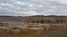 In Mongolia, core stacked at Kincora Copper's Bronze Fox copper project, which is still in good standing. Credit: Kincora Copper