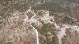 An aerial view of the Dos Hermanos zone at Oceanus Resources' La Lajita gold property in Durango state, Mexico. Credit: Oceanus Resources