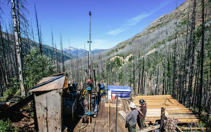 Drillers at Brixton Metals' Thorn polymetallic project, 130 km southeast of Atlin, B.C. Hecla Mining has a 20% stake in Brixton. Credit: Brixton Metals