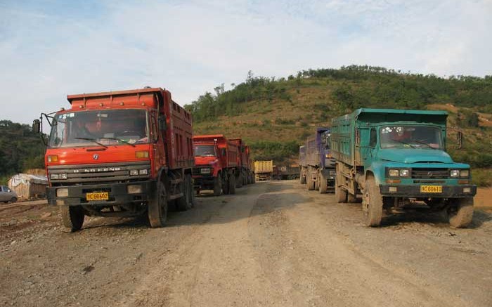 Trucks used to haul ore from the Ying mine to the mill. Credit: Silvercorp Metals