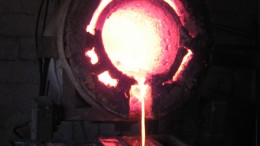 A silver pour at Endeavour Silver's  Guanacevi  mine in Mexico. Credit Endeavour Silver