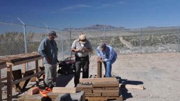 Geologists inspecting core at Castle Mountain Mining's namesake gold project in San Bernardino County, California. Credit: Castle Mountain Mining