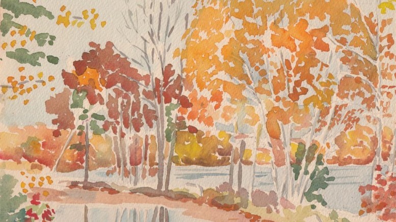 "Near Blind River" - watercolour by Duncan R. Derry, October 1954.