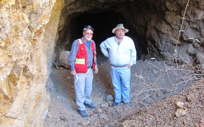 Defiance Silver CEO Bruce Winfield (left) and vice-president of exploration Richard Tschauder at the San Acacio silver project in Mexico's Zacatecas state. Photo by Salma Tarikh.