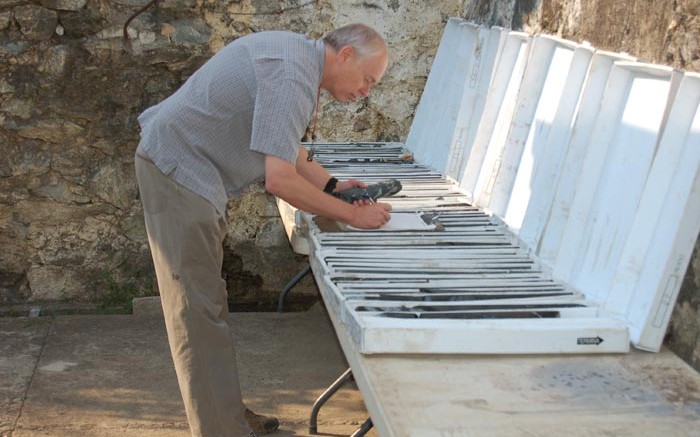 Exploration manager Nigel Hulme studying core samples at Impact Silver's camp in Zacualpan, Mexico. Source: Impact Silver