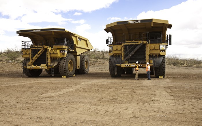 Trucks on location at Augusta Resource's Rosemont copper project in Arizona. Credit: Augusta Resource