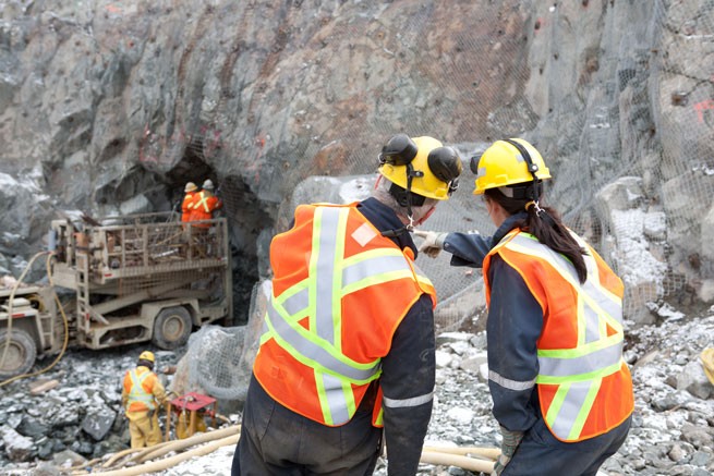 Mining engineers discuss construction at Richmont Mines'  W Zone underground mine near Val-d'Or, Que. Credit: Richmont Mines