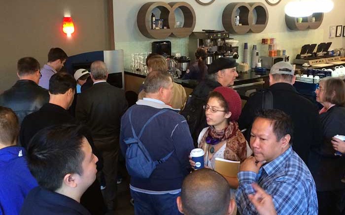 The world's first Bitcoin ATM debuted at Vancouver's Waves Coffee House on October 2013.Credit: Robocoin