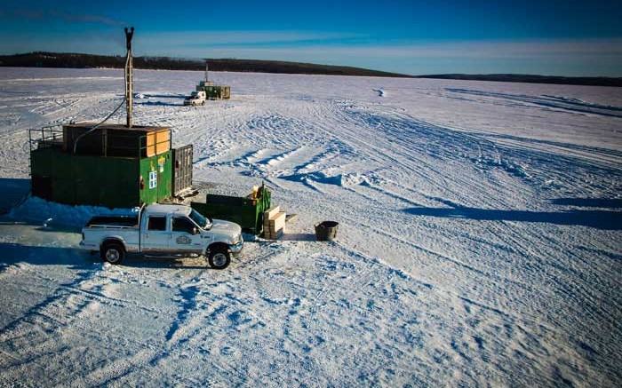 Drills at Fission Uranium's Patterson Lake South uranium project just outside Saskatchewan's Athabasca basin. Credit: Fission Uranium