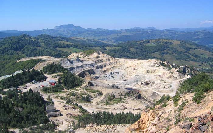 The historic Cetate pit at Gabriel Resources' Rosia Montana gold-silver project in Romania. Credit: Gabriel Resources