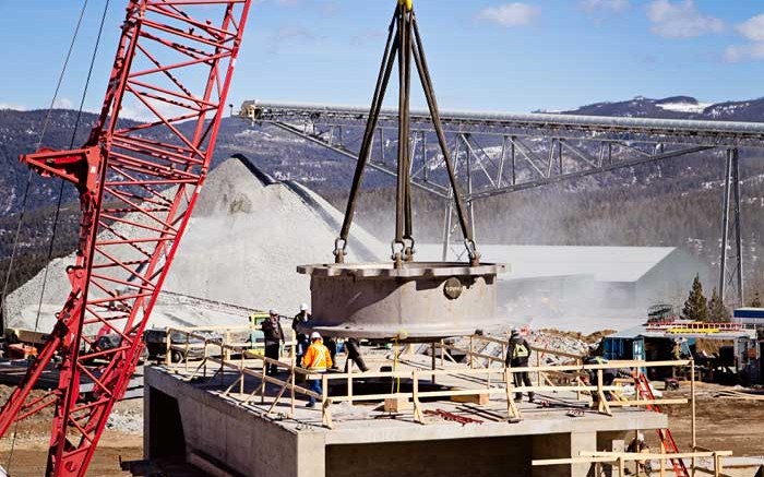 Workers building the secondary crusher at Copper Mountain Mining's namesake copper mine in British Columbia. Credit: Copper Mountain Mining