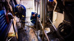 Drillers at work in a rig at Fission Uranium's Patterson Lake South uranium project in northern Saskatchewan. Credit: Fission Uranium