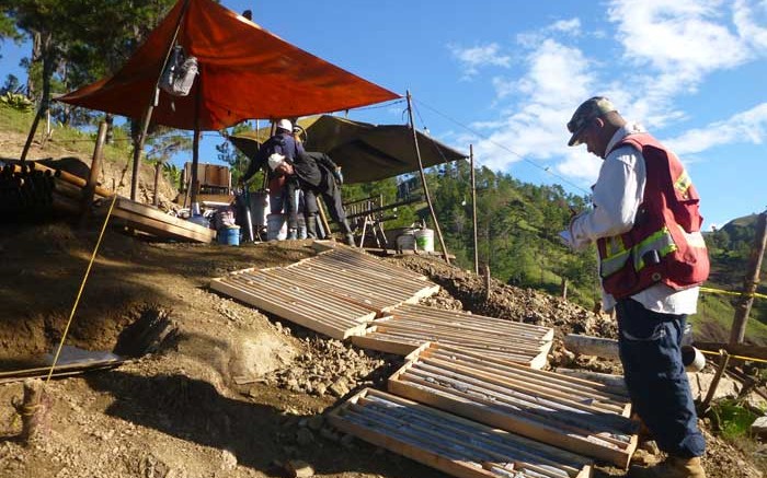 Workers at a drill site at GoldQuest Mining's Romero gold-copper project in the Dominican Republic. Credit: Gold Quest Mining