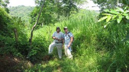 Calibre Mining president and CEO Greg Smith (left) and senior geologist Marc Cianci at the Eastern Borosi gold-silver project in northeast Nicaragua. Credit: Calibre Mining