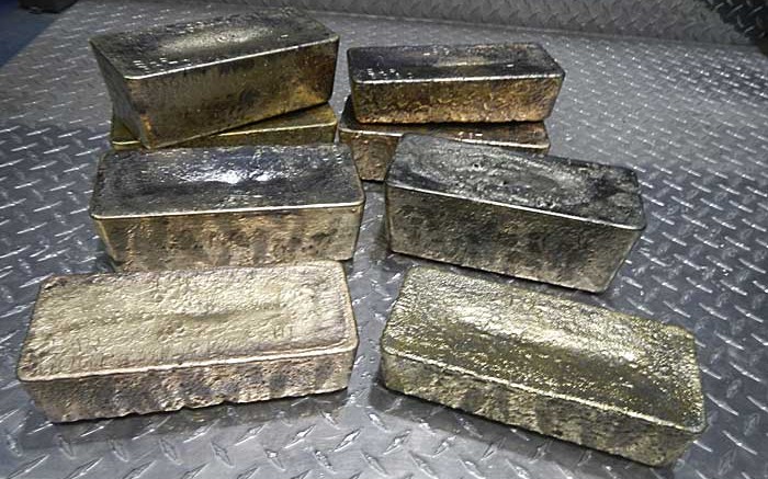 Gold dor produced at Lake Shore Gold's Timmins West gold-mining complex in Ontario.  Credit: Lake Shore Gold