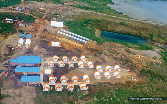 The camp at Quest Rare Minerals' Strange Lake REE project in Quebec, 220 km northeast of Schefferville.  Credit: Quest Rare Minerals