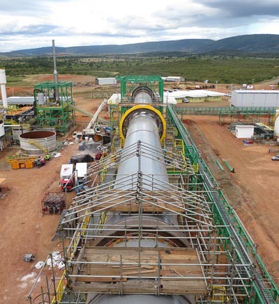 The kiln under construction at Largo Resources' Maracas Vanadium project in Brazil's Bahia state, on which Anglo Pacific Group holds a 2% net smelter return royalty. Credit: Largo Resources