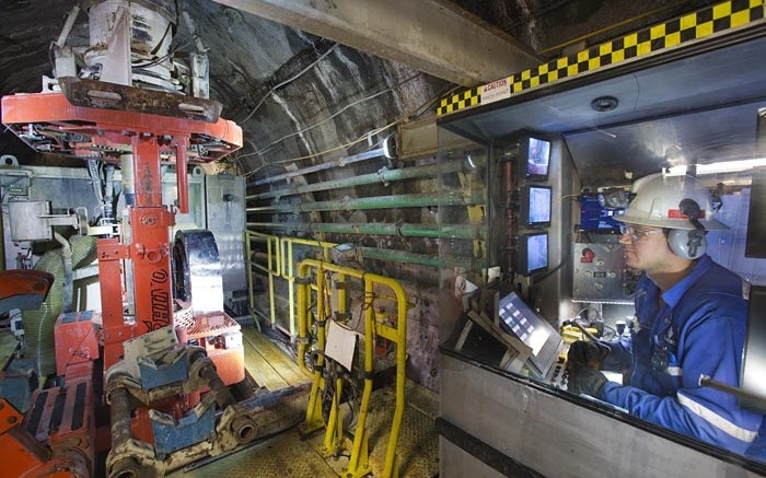 A worker operates a jet-boring machine at Cameco's Cigar Lake uranium mine in Saskatchewan earlier this year. Credit: Cameco