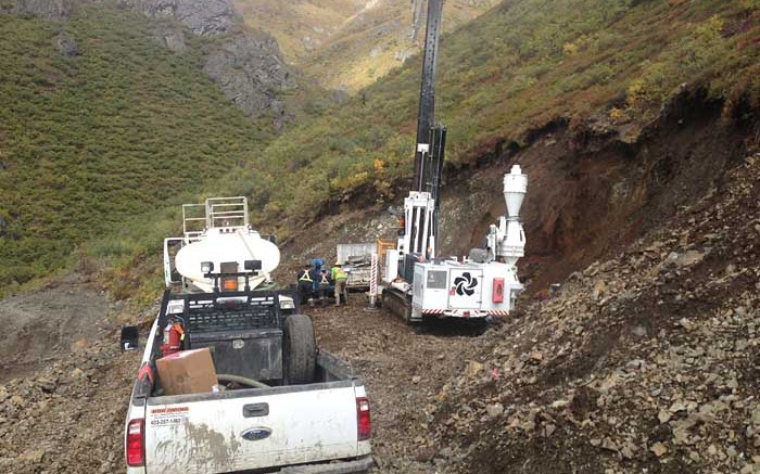 Drillers at Wellgreen Platinum's namesake polymetallic project in the Yukon, 300 km northwest of Whitehorse. Credit: Wellgreen Platinum