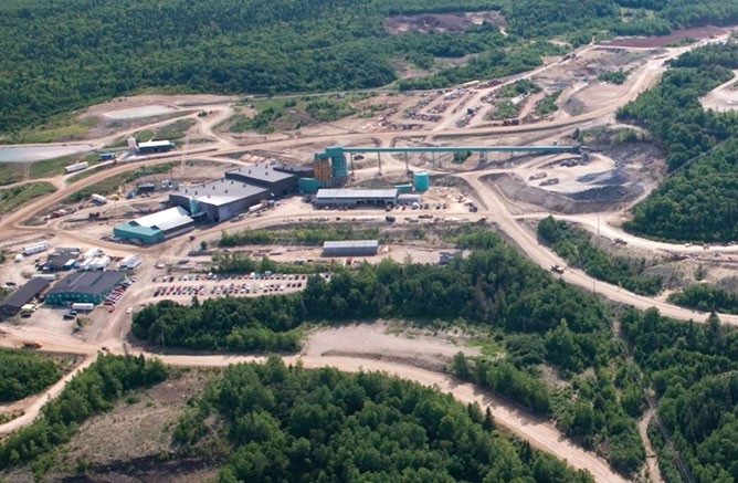 An aerial view of Trevali Mining's  Caribou mine and mill complex 50-km west of Bathurst, New Brunswick. Credit: Trevali Mining