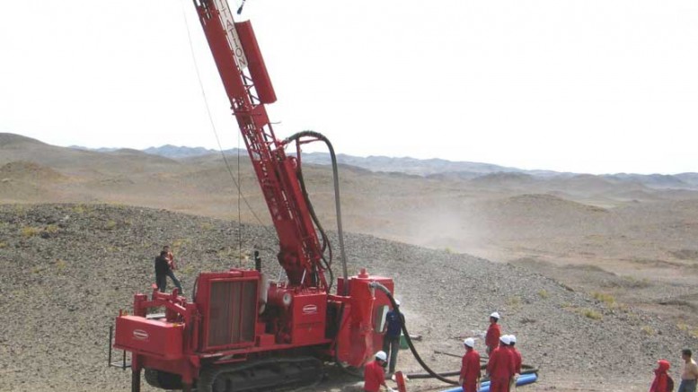 A drill rig in 2006 at the Hatu gold project in China's Xinjiang province. Credit: Dynasty Gold