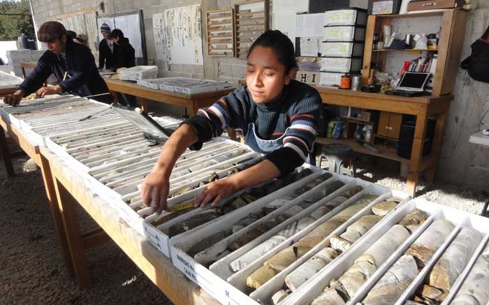 Workers in the core shack at Almaden Minerals' Ixtaca gold-silver project in Mexico's Puebla state. Credit: Almaden Minerals