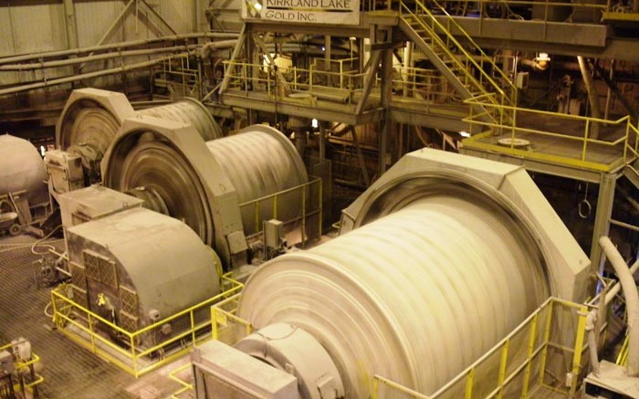 Ball mills spin at Kirkland Lake Gold's Macassa gold mine in Ontario. Credit: Kirkland Lake Gold