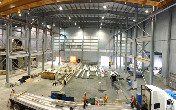 The interior of the mill building under construction in August at Rubicon Minerals' Phoenix gold mine project in Ontario's Red Lake camp. Credit: Rubicon Minerals