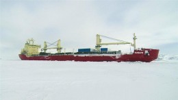 The MV Nunavik at Deception Bay in Quebec's Ungava region. Credit: Fednav