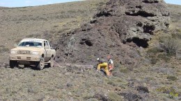 A field team channel-sampling the Tranquilo vein at Argentex Mining's Pinguino silver-gold project in Argentina. Credit: Argentex Mining