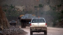 Trucks on a wet day at Alamos Gold's Mulatos gold mine in Sonora, Mexico. Credit: Alamos Gold