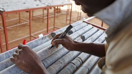 A worker in a core shed at Orezone Gold's Bombor gold project in Burkina Faso. Credit: Orezone Gold