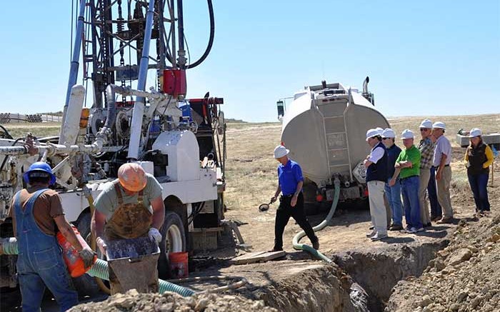 Uranerz Energy's board of directors visits a drill site at the Nichols Ranch uranium project in Wyoming. Credit: Uranerz Energy