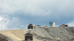 Trucks hauling material at Thompson Creek Metals' Mt. Milligan copper-gold mine in northern B.C. Photo by The Northern Miner