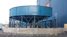 The mill thickener under construction at Rubicon Minerals' Phoenix gold project, in Red Lake, Ontario. Rubicon Minerals