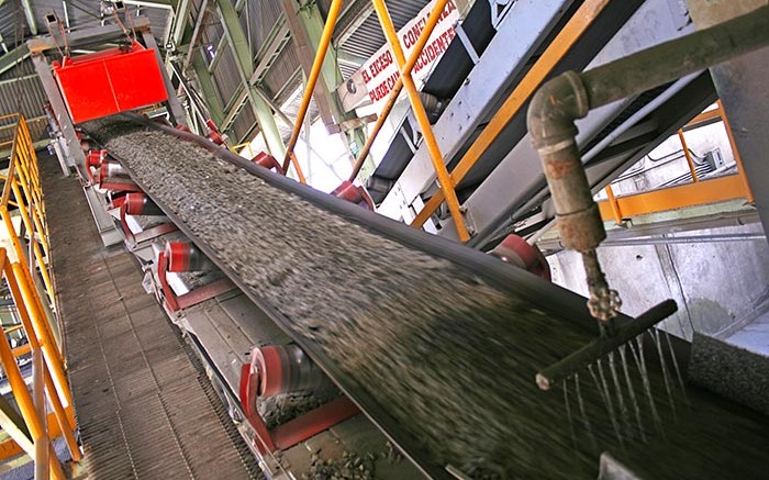 Material on a conveyor at Aurcana's La Negra silver mine in Mexico's Queretaro state, 180 km north of Mexico City. Credit: Aurcana