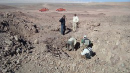 Workers trenching at the Melissa target at Revelo Resources' Montezuma copper project in northern Chile. Newmont Mining has optioned the property and can earn up to a 75% stake. Credit: Revelo Resources
