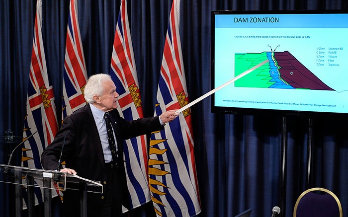 Panel chair Norbert Morgenstern presents findings from a B.C. government-ordered investigation into the tailings dam collapse last August at Imperial Metals' Mount Polley gold-copper mine near Likely, B.C. Credit: Province of British Columbia