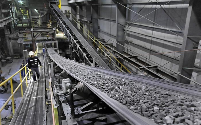 Rocks travel on a conveyor at Coeur Mining's mill at its Kensington gold mine in Alaska. Credit: Coeur Mining