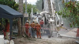 Drillers at Pinecrest Resources' Enchi gold project in southwestern Ghana. Credit: Pinecrest Resouces