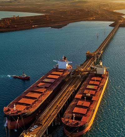 Vessels at Rio Tinto's Pilbara iron ore port facilities in Western Australia. Credit: Rio Tinto