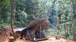 Drilling at Goldsource Mines' Eagle Mountain project in Guyana in 2011. Credit: Goldsource Mines
