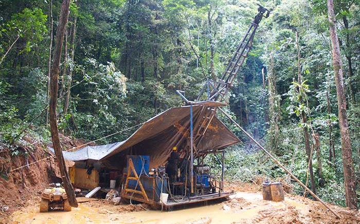 Drilling at Goldsource Mines' Eagle Mountain project in Guyana in 2011. Credit: Goldsource Mines